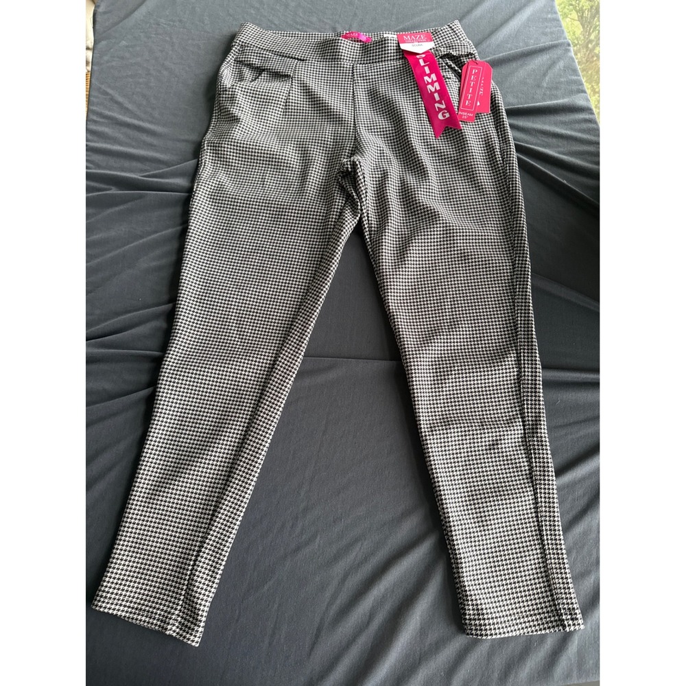 Maze Collection Scuba Slimming Pants Petite Medium Houndstooth Black White PM